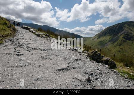 Der Llanberis Path führt nach Snowdon, Gwynedd, Wales, Großbritannien Stockfoto