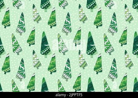 Cosy Green weihnachtsbaum Vektor nahtlose Muster Stock Vektor