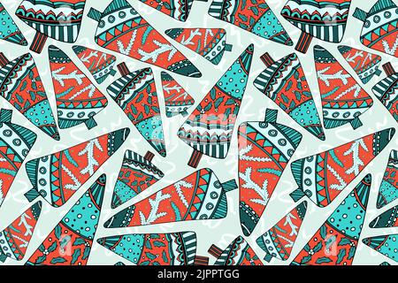 Hygge weihnachtsbaum Vektor nahtlose Muster Stock Vektor