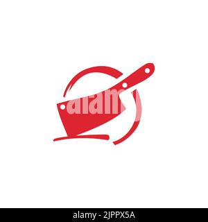 Metzgerlogo, Kuhfleisch-Ikone, Kuh-Silhouette Stock Vektor