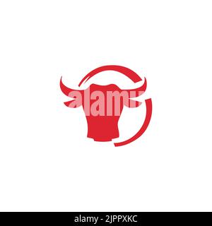 Metzgerlogo, Kuhfleisch-Ikone, Kuh-Silhouette Stock Vektor