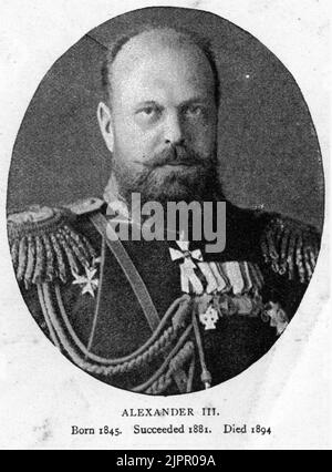 Porträt von Alexander III. (1845 – 1894) Kaiser von Russland, König des Kongresses Polen und Großherzog von Finnland vom 13. März 1881 bis zu seinem Tod im Jahr 1894 Stockfoto