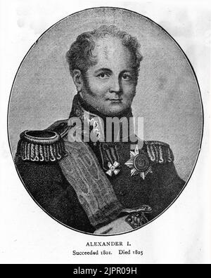 Porträt von Alexander I. (1777 – 1825) Kaiser von Russland von 1801, der erste König des Kongresses Polen von 1815, und der Großherzog von Finnland von 1809 bis zu seinem Tod. Stockfoto