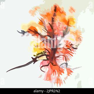 Herbstmotive - strukturierter Hintergrund mit floralen Elementen. Herbststrauß in orangefarbenem Schlüssel auf grauem Hintergrund für Innenraumlösungen, Stoffe, Textilien Stockfoto