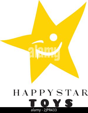 Happy Star Toys Logo, Spielzeug, Smiley Star Stock Vektor