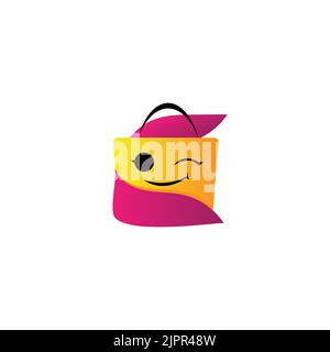 Geldbörse Tasche Maskottchen, glücklich niedlichen Geldbörse Logo Stock Vektor