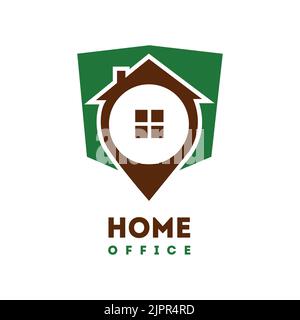 Designvorlage für das Home Office-Logo. Abstraktes Vector-Logo isoliert auf weißem Hintergrund. Kann für den Gebäudebau verwendet werden Logo-Design. Vektor Stock Vektor