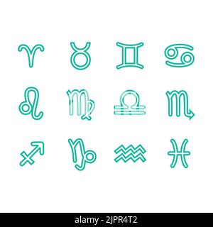 Zodiac Icon Kollektion, Logo Symbol, Vektor Stock Vektor