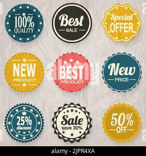 Tolle Aufkleber. Set von Einkaufsrabatt-Abzeichen und -Labels. Vektorelemente Stock Vektor