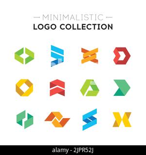 Abstrakte geometrische Logo-Kollektion. Minimalistischer Origami-förmiger Logo-Satz. Einfache grafische Designelemente für Ihr Firmenlogo. Vector-Logo-Set Stock Vektor