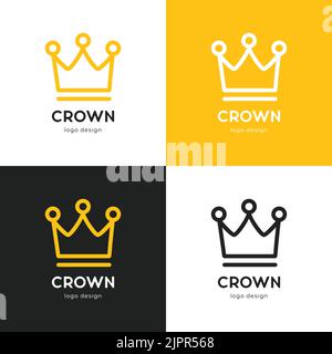 Logo-Vorlage für die Kronenlinie. Einfaches, lineares Krone-Icon-Design. Niedliches Premium-Beauty-Queen-Logo-Konzept. Königliches Luxus-König-Symbol-Design. Vektorelement Stock Vektor