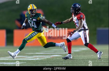 Ottawa, Kanada. 19 Aug 2022. E44 in den Edmonton Elks in Ottawa Redblacks reguläre Saison Canadian Football (CFL) Spiel im TD Place Stadium in Ottawa gespielt. Quelle: Sean Burges/Alamy Live News Stockfoto