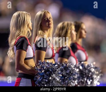 Ottawa, Kanada. 19. August 2022. Cheerleader in der Edmonton Elks in Ottawa Redblacks regulären Saison Canadian Football (CFL) Spiel im TD Place Stadium in Ottawa gespielt. Quelle: Sean Burges/Alamy Live News Stockfoto