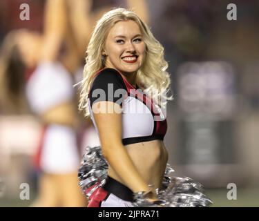 Ottawa, Kanada. 19. August 2022. Cheerleader in der Edmonton Elks in Ottawa Redblacks regulären Saison Canadian Football (CFL) Spiel im TD Place Stadium in Ottawa gespielt. Quelle: Sean Burges/Alamy Live News Stockfoto