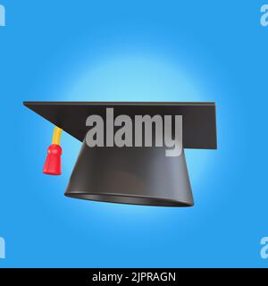 3D Icon Universität Student Kappe Mortarboard Schulthema Stockfoto