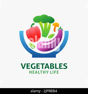 Logo-Design für frisches Gemüse Stock Vektor