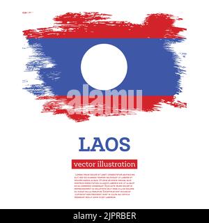 Laos Flagge mit Pinselstrichen. Vektorgrafik. Unabhängigkeitstag. Stock Vektor