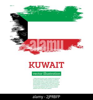 Kuwait Flagge mit Pinselstrichen. Vektorgrafik. Unabhängigkeitstag. Stock Vektor