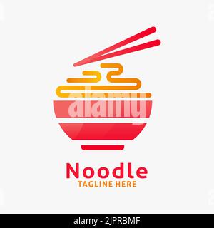 Nudel- und Ramen-Logo-Design in modernem Stil Stock Vektor