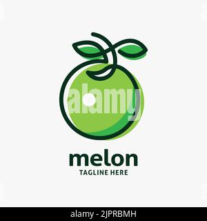 Melone Obst Logo Linie Design Stock Vektor