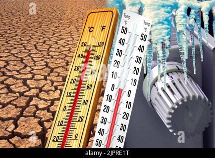 Symbolbild, Wasserknappheit, Wassernot, globale Dürre, Klimakrise, Klimawandel, Klimawandel, Hungersnot, Gletscherschmelze, Erwärmung, Kalt Stockfoto