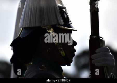 Bogota, Kolumbien. 19.. August 2022. Während der Vereidigung des neuen nationalen Polizeidirektors Kolumbiens - General Henry Sanabria als neuer Chef durch Mandat des kolumbianischen Präsidenten Gustavo Petro, in Bogota, Kolumbien, am 19. August 2022. Foto: Cristian Bayona/Long Visual Press Kredit: Long Visual Press/Alamy Live News Stockfoto