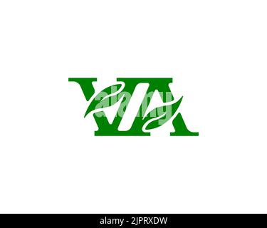 Ein einfaches und minimalistisches Logo-Design aus den Buchstaben V und Einem isolierten auf weißem Hintergrund Stock Vektor