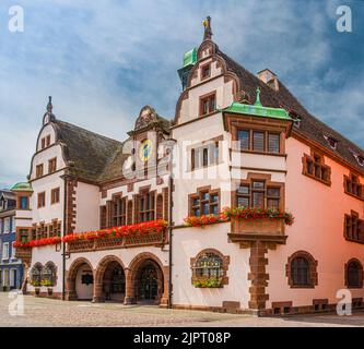 Blick auf das alte Rathaus in Freiburg im Breisgau. Baden Württemberg, Deutschland, Europa Stockfoto