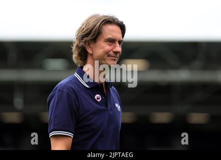 Brentford-Manager Thomas Frank vor dem Premier League-Spiel im Craven Cottage, London. Bilddatum: Samstag, 20. August 2022. Stockfoto