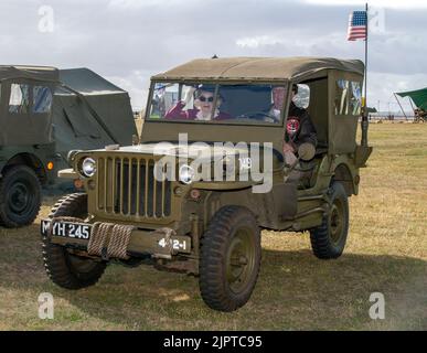 1945, vierziger Jahre, 40s Ford Jeep 2200cc Benzin; Militärfahrzeuge; 2. Weltkrieg, 2. Weltkrieg, 2. Weltkrieg, WW2. Militärfahrzeug am Kriegswochenende des Lytham 1940er-Festivals 2022 Stockfoto