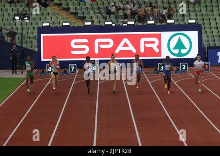 Nicht Angegeben. 17. August 2022. MÜNCHEN, DEUTSCHLAND - 16. AUGUST: Blick auf das Leichtathletik - Finale der Frauen 100m am 6. Tag der Europameisterschaft München 2022 im Olympiapark am 16. August 2022 in München. (Foto von Arthur Thill/ATPImages) (Arthur Thill/ATP/SPP) Quelle: SPP Sport Press Foto. /Alamy Live News Stockfoto