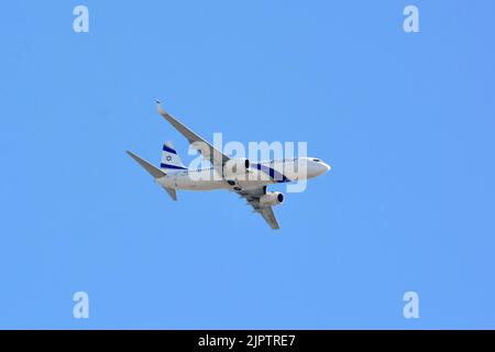 El Al, El Al Israel Airlines Ltd. (Ist die Flagge der israelischen Fluggesellschaft), Boeing 737-800, Budapest, Ungarn, Magyarország, Europa Stockfoto