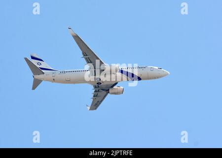 El Al, El Al Israel Airlines Ltd. (Ist die Flagge der israelischen Fluggesellschaft), Boeing 737-800, Budapest, Ungarn, Magyarország, Europa Stockfoto