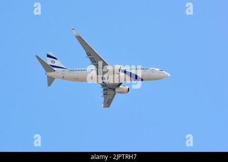 El Al, El Al Israel Airlines Ltd. (Ist die Flagge der israelischen Fluggesellschaft), Boeing 737-800, Budapest, Ungarn, Magyarország, Europa Stockfoto