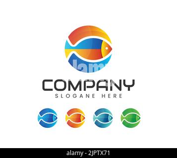 Kreis Fisch Logo Design. Tier Logo Design Konzept Vorlage. Elegante Fisch-Logo Vektorgrafik Stock Vektor