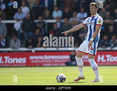 Hartlepool, Großbritannien. 20.. August 2022. Alex Lacey von Hartlepool United während des Spiels der Sky Bet League 2 zwischen Hartlepool United und Bradford City im Victoria Park, Hartlepool, am Samstag, den 20.. August 2022. (Kredit: Michael Driver | MI Nachrichten) Kredit: MI Nachrichten & Sport /Alamy Live Nachrichten Stockfoto