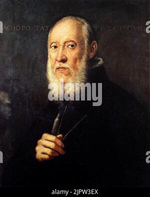 Jacopo Tintoretto - Porträt von Jacopo Sansovino Stockfoto