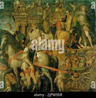 Die Triumphe des Caesar, IX - Julius Caesar auf seinen triumphalen Wagen; Andrea Mantegna (1484-92) Stockfoto