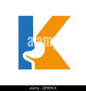 Buchstabe K Minimal Magen Logo Design für Medizin und Gesundheitswesen Symbol Vektor-Vorlage Stock Vektor