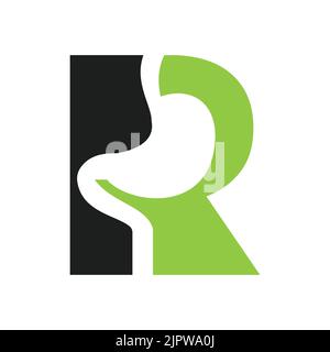 Letter R Minimal Magen Logo Design für Medizin und Gesundheitswesen Symbol Vektor-Vorlage Stock Vektor