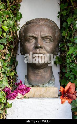 Bronzebüste des Dichters und Dramatikers Federico Garcia Lorca im Haus von Valderrubio Stockfoto