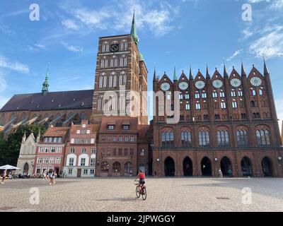 Hansestadt Stralsund Rathaus, Altstadt, Stralsund Rathaus, gotisch Stockfoto