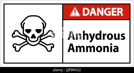 Schild „Gefahr Wasserlose Ammoniak“ Auf Weißem Hintergrund Stock Vektor