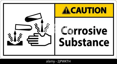 Warnschild Korrosive Substanz Auf Weißem Hintergrund Stock Vektor