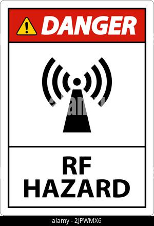 Gefahr RF-Gefahrenschild auf weißem Hintergrund Stock Vektor