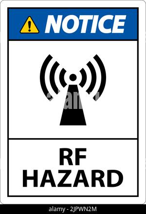 Beachten Sie das RF-Gefahrenschild auf weißem Hintergrund Stock Vektor