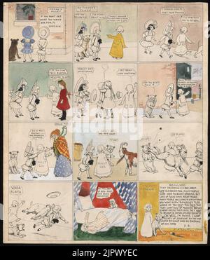 Die Yellow Kid, trifft er Tige und Mary Jane und Stockfoto