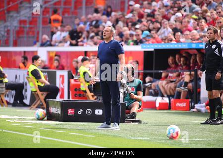 Leverkusen, 20. August 2022: Andre Breitenreiter. Das Spiel der Bundesliga FC Bayer 04 Leverkusen gegen die TSG 1899 Hoffenheim Stockfoto