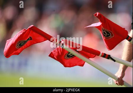 Sheffield, Großbritannien. 20. August 2022. Eckflaggen während des Sky Bet Championship-Spiels in der Bramall Lane, Sheffield. Bildnachweis sollte lauten: Simon Bellis/Sportimage Kredit: Sportimage/Alamy Live News Stockfoto