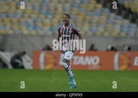 Rio De Janeiro, Brasilien. 20. August 2022. RJ - Rio de Janeiro - 08/20/2022 - BRASILIANISCHER A 2022, FLUMINENSE X CORITIBA - Caio Paulista Spieler von Fluminense feiert sein Tor bei einem Spiel gegen Coritiba im Maracana Stadion für die brasilianische Meisterschaft A 2022. Foto: Thiago Ribeiro/AGIF/Sipa USA Quelle: SIPA USA/Alamy Live News Stockfoto